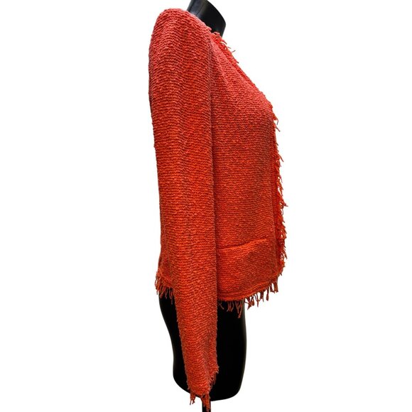 I R O Fringe-Trimmed Orange Cotton Jacket Size S - Picture 3 of 7